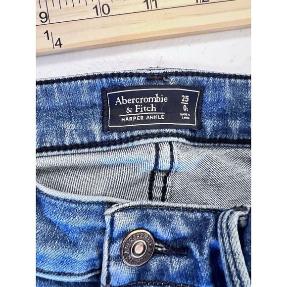 Abercrombie & Fitch Jeans Women's Harper Ankle Skinny Stretch Denim Raw Hem 25/0 - Picture 9 of 11